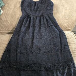 Speechless Strapless Navy Lace Dress